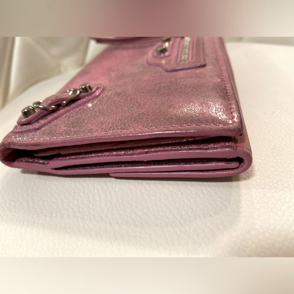 BALENCIAGA Le City Pink Leather Long Bifold Wallet, EUC - Picture 3 of 15